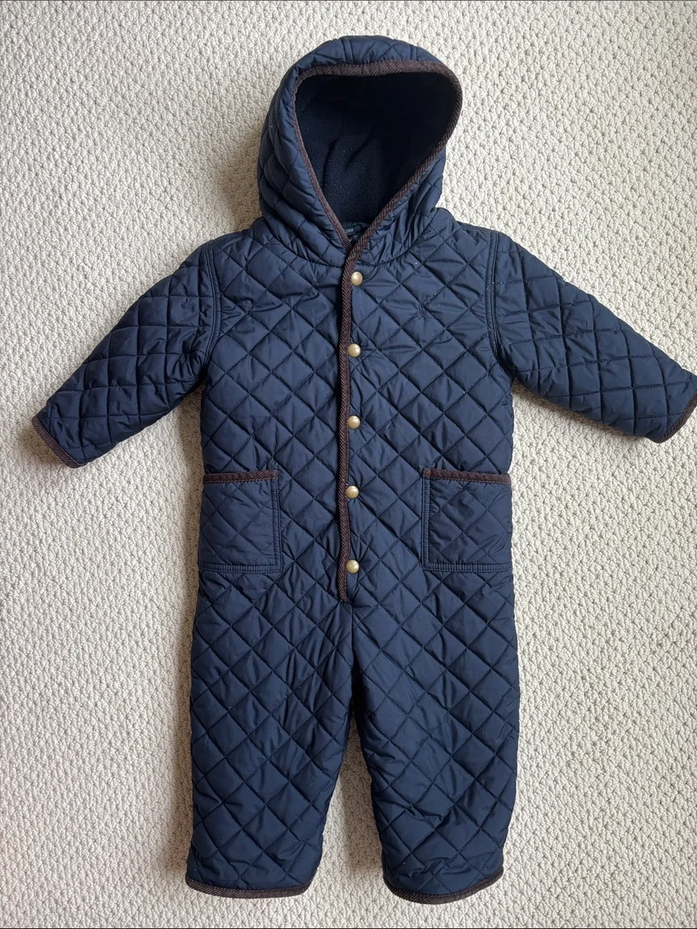 Polo by Ralph Lauren Navy Quilted Hooded Footless Bunting
